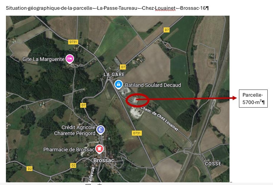 Terrain 5700 m² à vendre à Brossac (16)